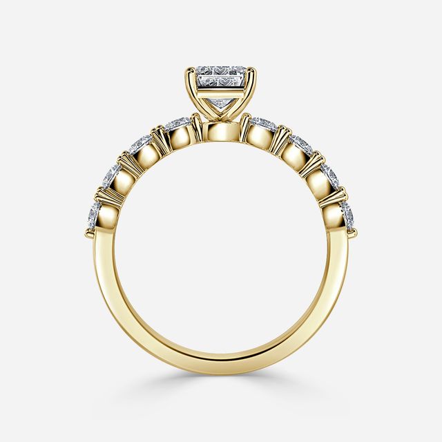 Veronica Yellow Gold Pave Engagement Ring