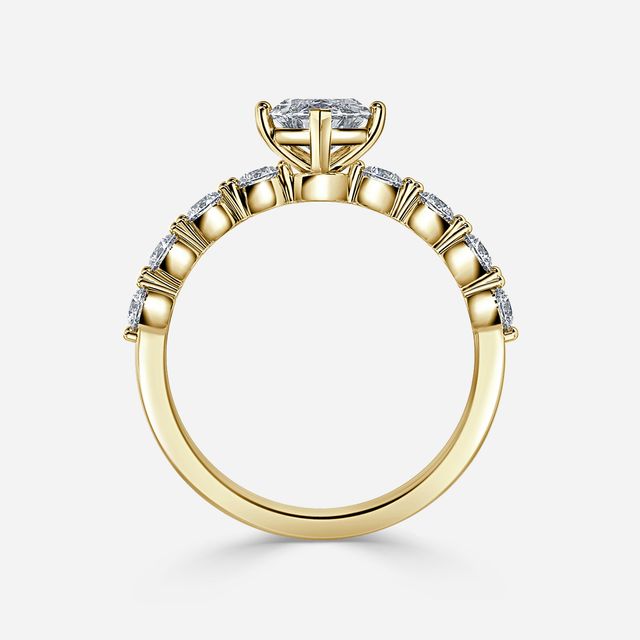 Veronica Yellow Gold Pave Engagement Ring