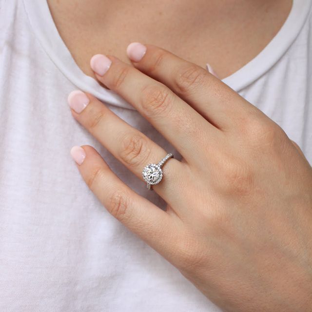 Maya Platinum Halo Engagement Ring