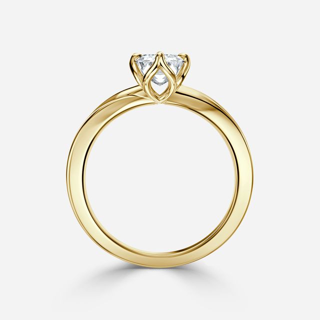 Vri Yellow Gold Flower Engagement Ring