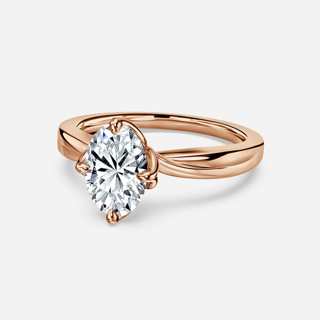 Vri Rose Gold Flower Engagement Ring