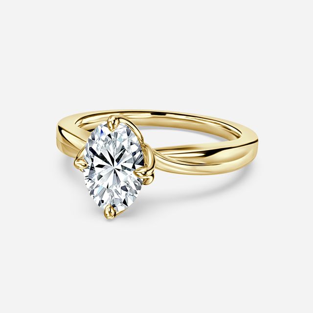 Vri Yellow Gold Flower Engagement Ring