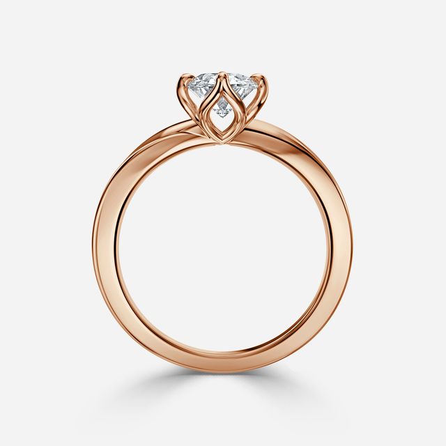 Vri Rose Gold Flower Engagement Ring
