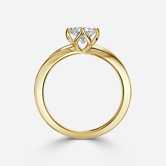 Vri Yellow Gold Flower Engagement Ring