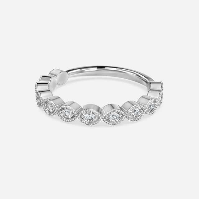 Vintage Marquise Shape White Gold Wedding Band