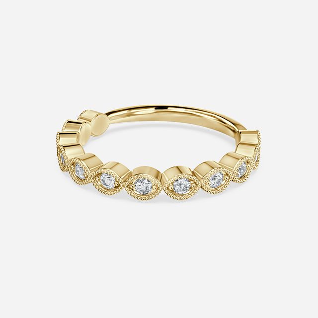 Vintage Marquise Shape Yellow Gold Wedding Band
