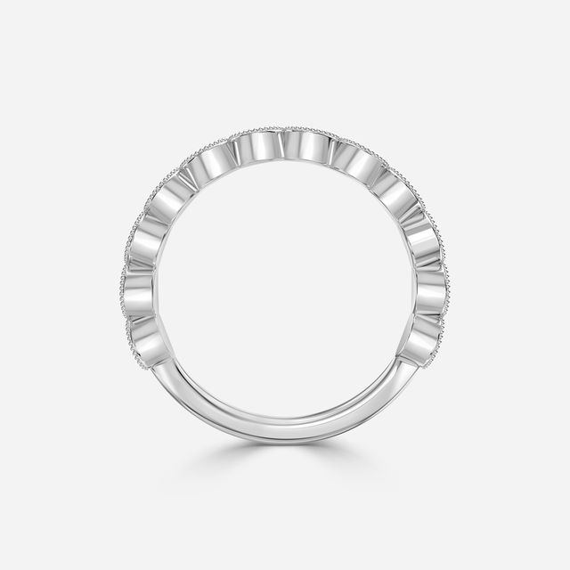Vintage Marquise Shape White Gold Wedding Band