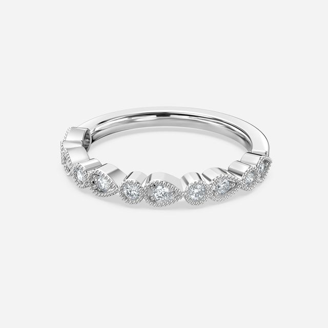 Vintage Milgrain White Gold Wedding Band