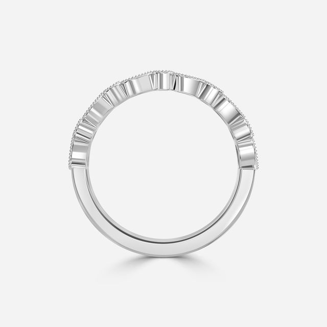 Vintage Milgrain White Gold Wedding Band