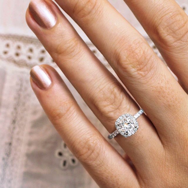 Ayla Platinum Halo Engagement Ring
