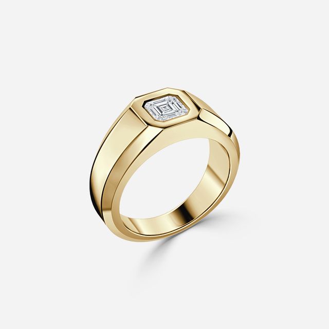 Bezel Set Men's Engagement Ring In Yellow Gold