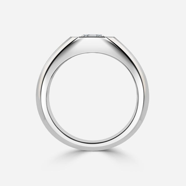 Bezel Set Men's Engagement Ring In White Gold