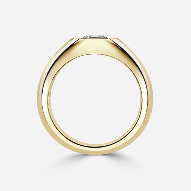 Bezel Set Men's Engagement Ring In Yellow Gold