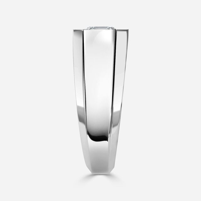 Bezel Set Men's Engagement Ring In White Gold