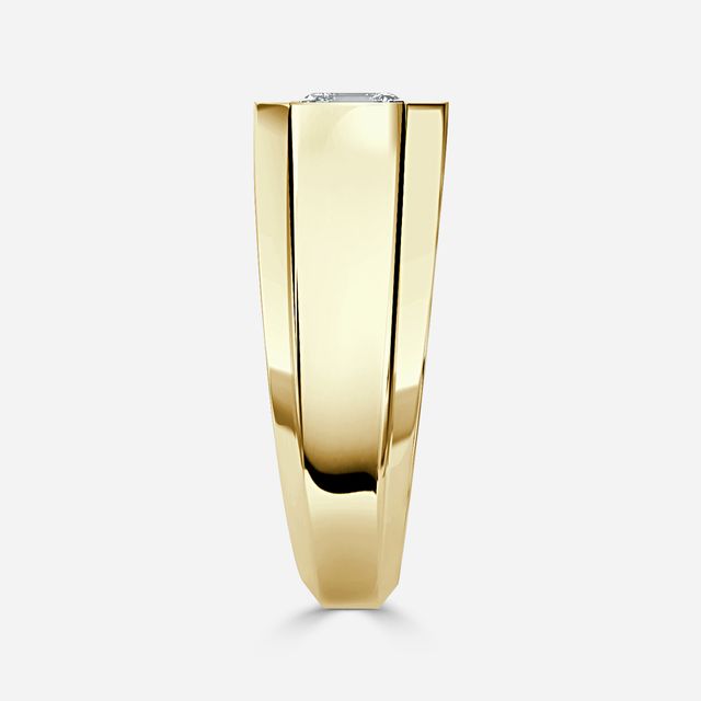 Bezel Set Men's Engagement Ring In Yellow Gold