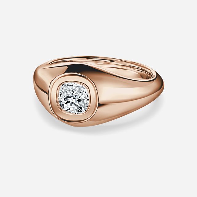 Bezel Set Men's Engagement Ring In Rose Gold