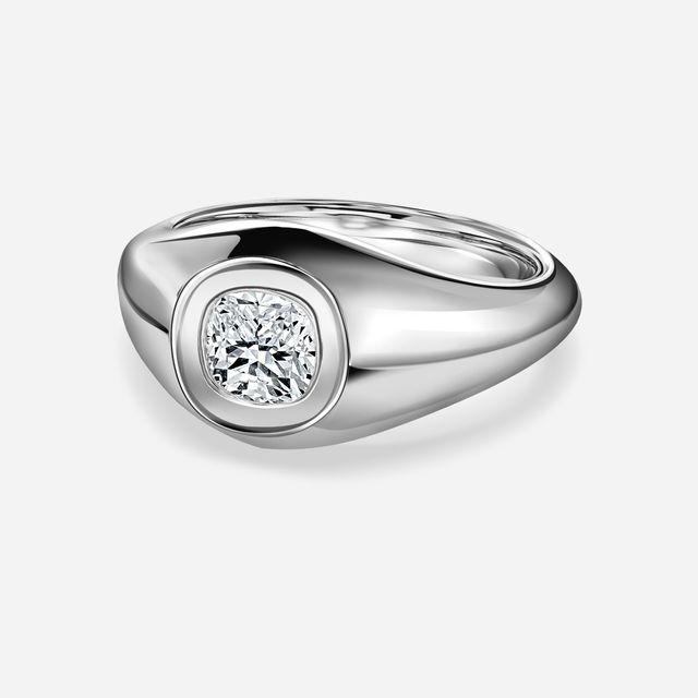 Bezel Set Men's Engagement Ring In White Gold