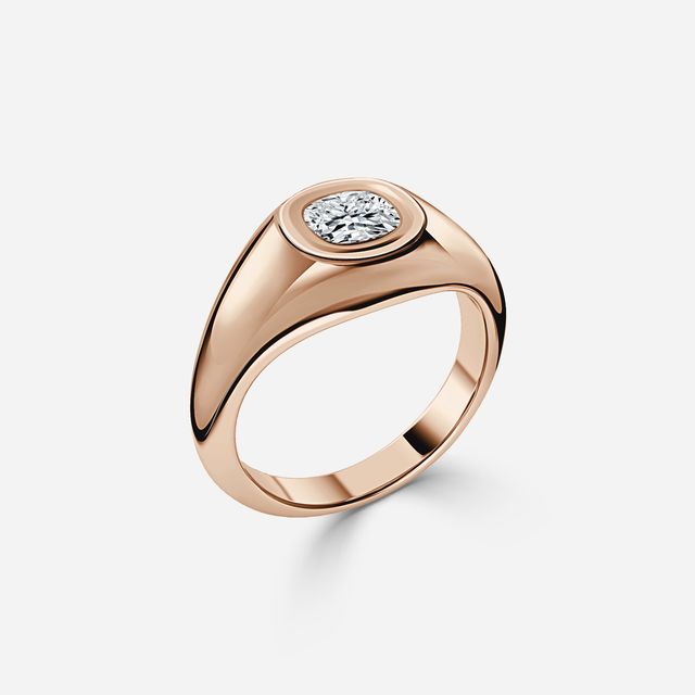 Bezel Set Men's Engagement Ring In Rose Gold