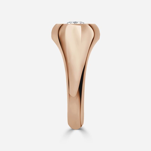 Bezel Set Men's Engagement Ring In Rose Gold