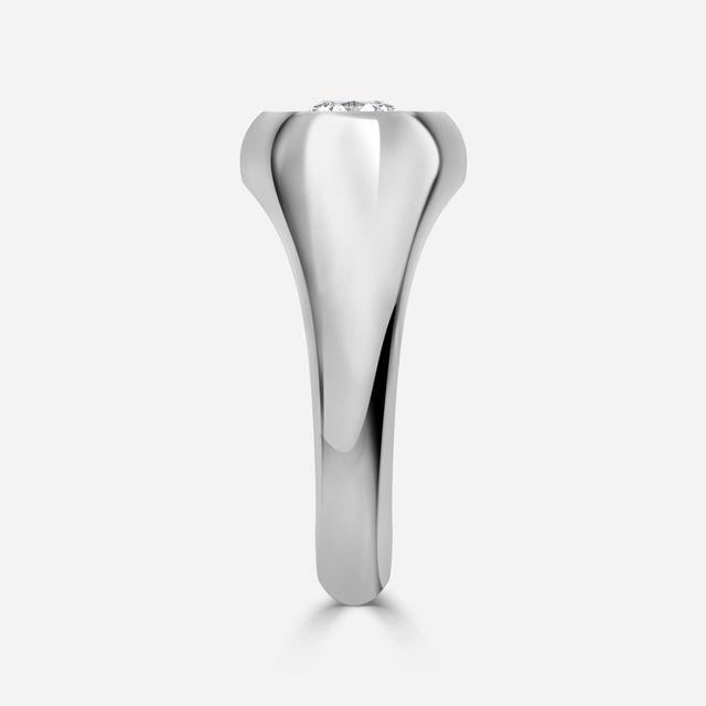 Bezel Set Men's Engagement Ring In White Gold