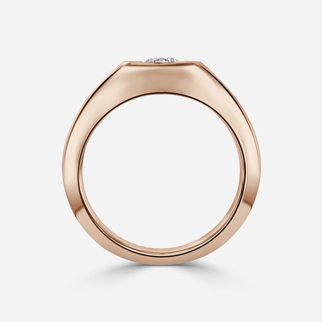 Bezel Set Men's Engagement Ring In Rose Gold