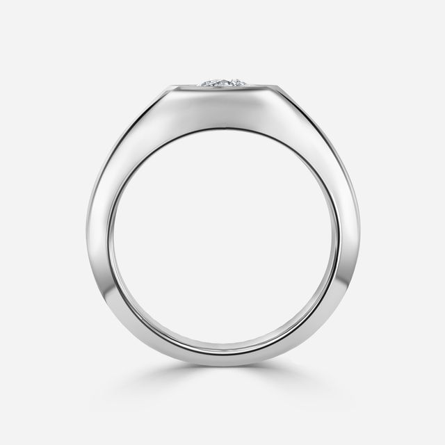 Bezel Set Men's Engagement Ring In White Gold