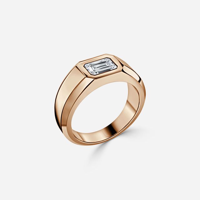 Bezel Set Men's Engagement Ring In Rose Gold