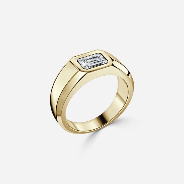 Bezel Set Men's Engagement Ring In Yellow Gold