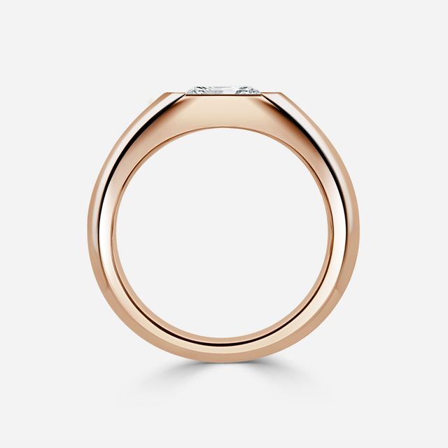 Bezel Set Men's Engagement Ring In Rose Gold
