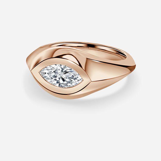 Bezel Set Men's Engagement Ring In Rose Gold