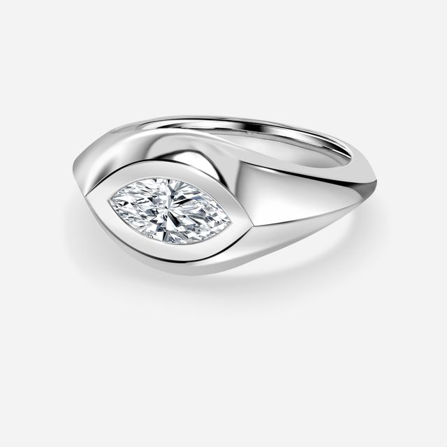 Bezel Set Men's Engagement Ring In White Gold