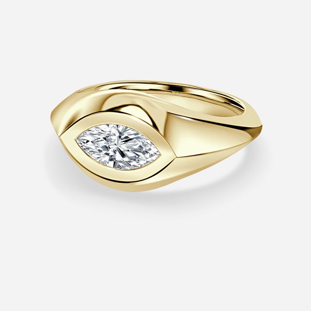 Bezel Set Men's Engagement Ring In Yellow Gold