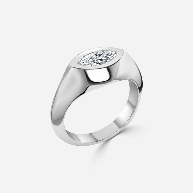 Bezel Set Men's Engagement Ring In White Gold