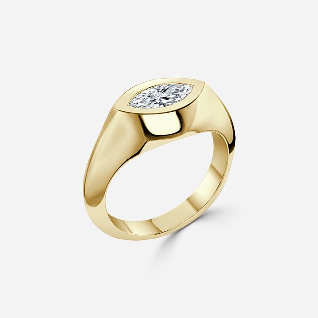 Bezel Set Men's Engagement Ring In Yellow Gold