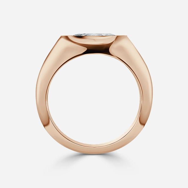 Bezel Set Men's Engagement Ring In Rose Gold