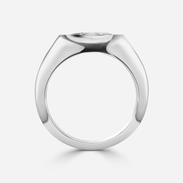 Bezel Set Men's Engagement Ring In White Gold