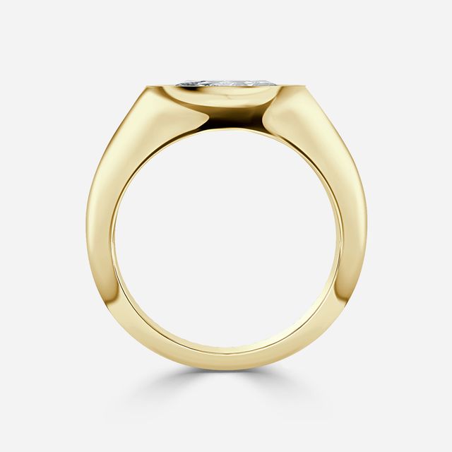 Bezel Set Men's Engagement Ring In Yellow Gold