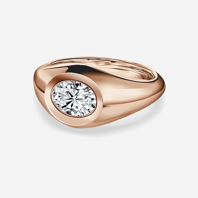 Bezel Set Men's Engagement Ring In Rose Gold