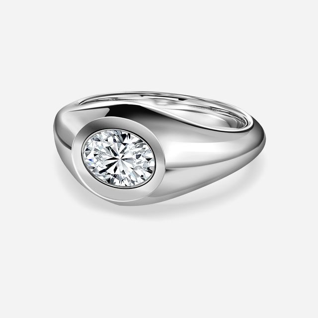 Bezel Set Men's Engagement Ring In Platinum
