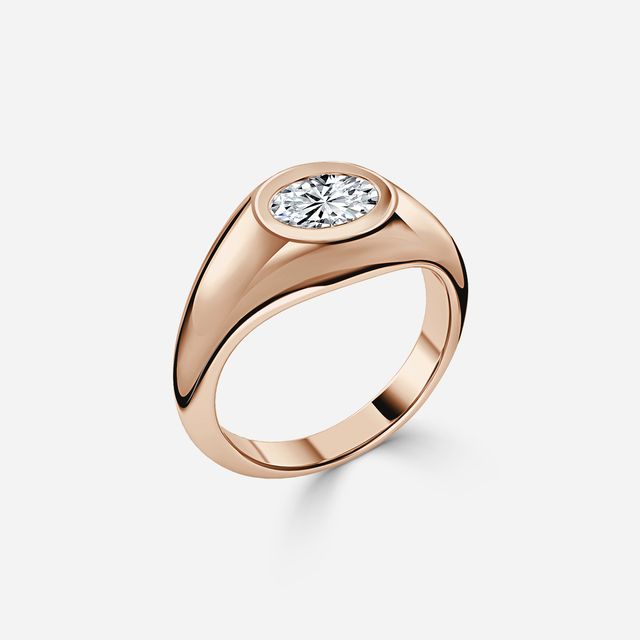 Bezel Set Men's Engagement Ring In Rose Gold