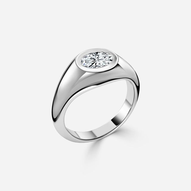 Bezel Set Men's Engagement Ring In Platinum