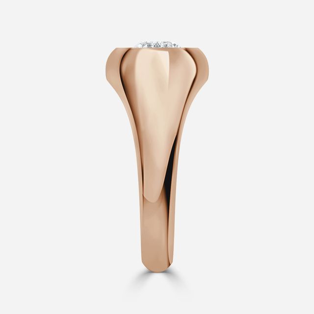 Bezel Set Men's Engagement Ring In Rose Gold