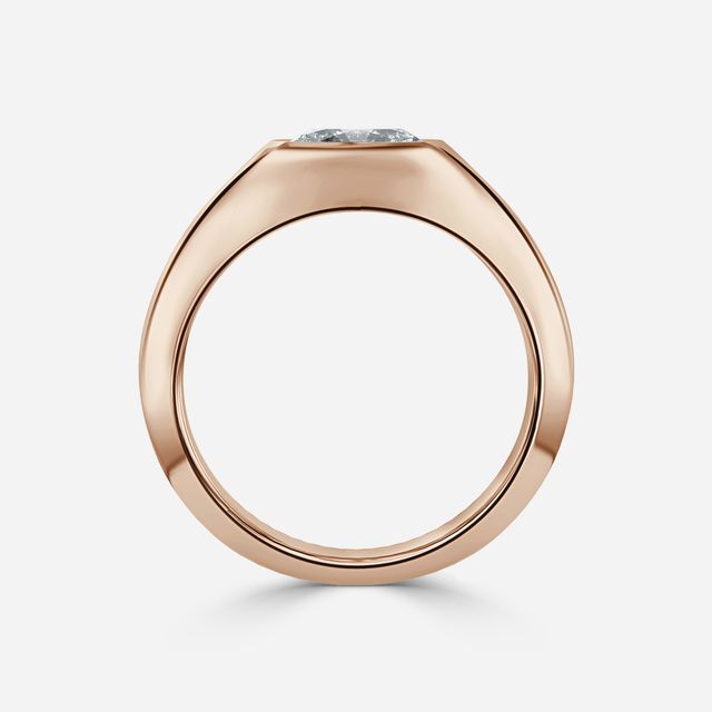 Bezel Set Men's Engagement Ring In Rose Gold