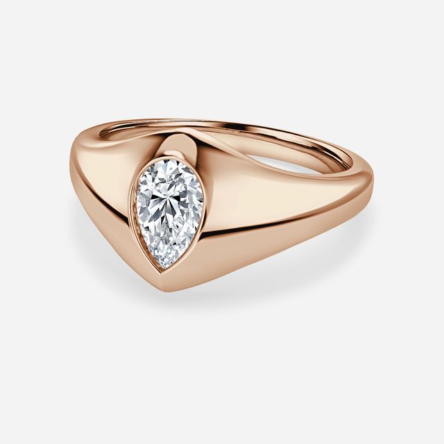 Bezel Set Men's Engagement Ring In Rose Gold