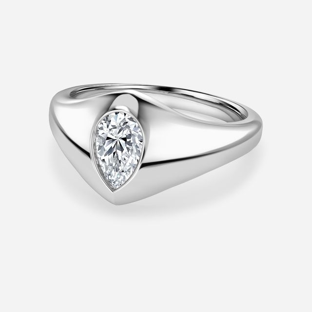 Bezel Set Men's Engagement Ring In Platinum