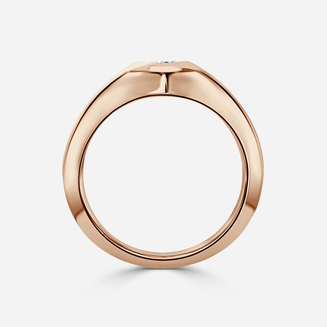 Bezel Set Men's Engagement Ring In Rose Gold