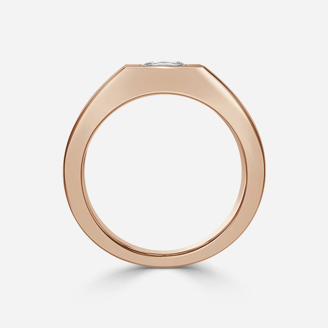 Bezel Set Men's Engagement Ring In Rose Gold