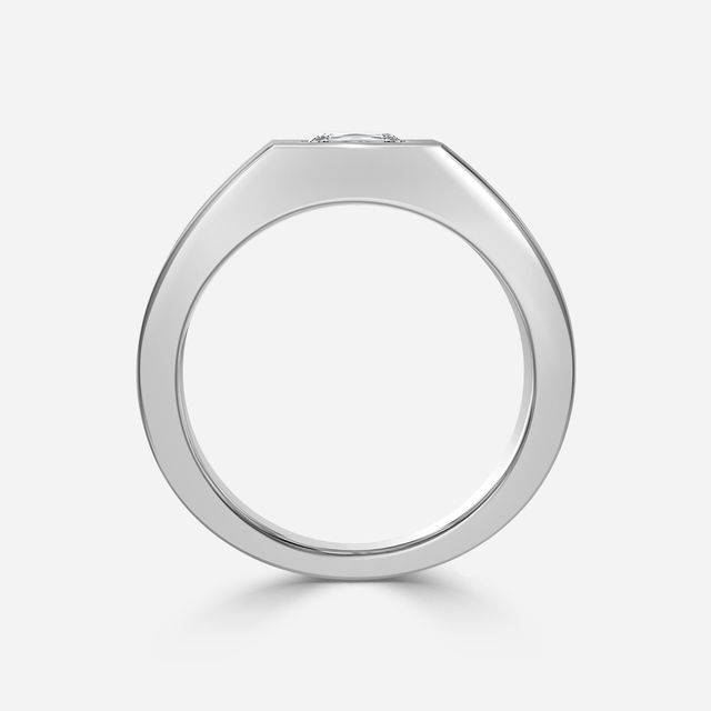 Bezel Set Men's Engagement Ring In White Gold