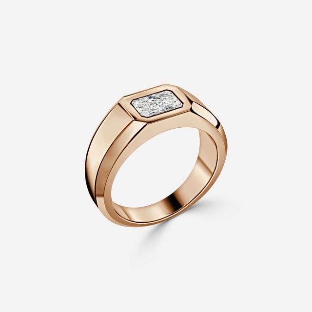 Bezel Set Men's Engagement Ring In Rose Gold