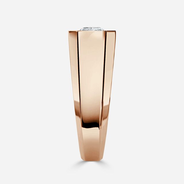 Bezel Set Men's Engagement Ring In Rose Gold